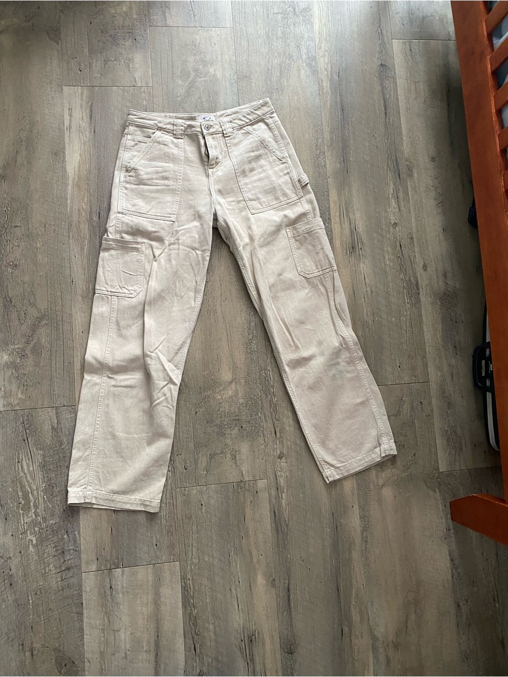 Garage Straight-Leg Utility Pants in Beige
